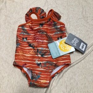 NWT Disney Baby Swimsuit Mickey Mouse Stripes Summer Swim SPF Resort Pool Party